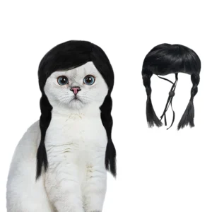 Black Twin Ponytail Wig For Pets
