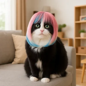 Cute Pink–Blue Kitty Wig
