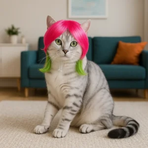 Two-Tone Pink and Green Jellyfish Pet Wig (3)