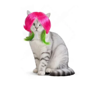 Two-Tone Pink and Green Jellyfish Pet Wig